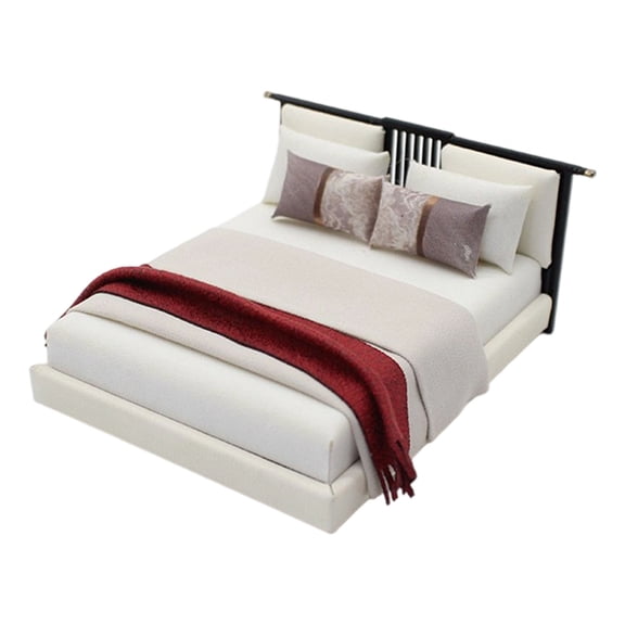 1:20 Detailed Cream ABS Model Bed With Incised Frame For Realistic Architecture Displays