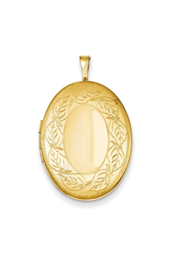 FJC Finejewelers 1/20 Gold Filled 20mm Leaf Border Oval Locket Necklace - Chain Included
