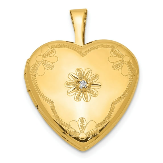 1/20 Gold Filled with Diamond 2-Frame 15mm Heart Locket