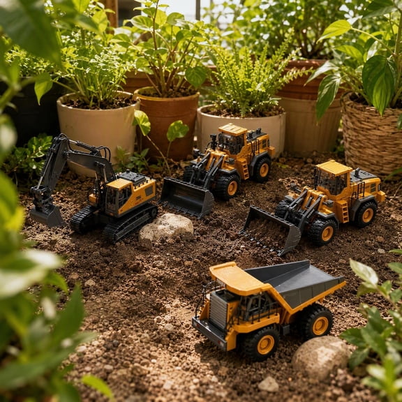1:20 Scale 4 in 1 RC Alloy Construction Truck Collection with LED & Power Accessories