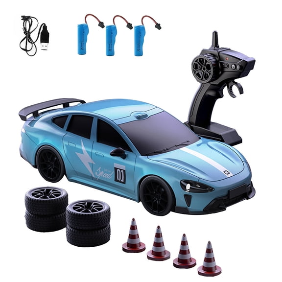 1/20 Scale 4WD RC Drift Car High Speed Remote Control Racing Vehicle With LED Headlights Dual Tire Sets Proportional Steering System Electric Drift Model For Adults Hobbyists