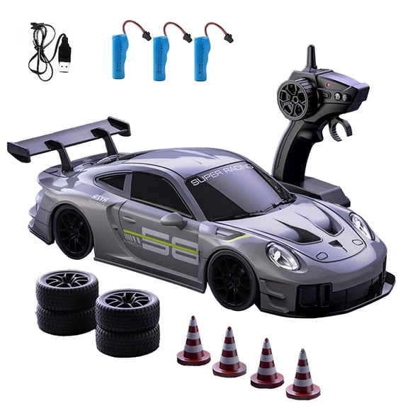 1/20 Scale 4WD RC Drift Car High Speed Remote Control Racing Vehicle With LED Headlights Dual Tire Sets Proportional Steering System Electric Drift Model For Adults Hobbyists
