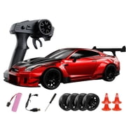 1/20 Scale 4WD RC Drift Racing Car High Speed Remote Control Stunt Vehicle With LED Lights 2.4G Controller Electric Racing Model For Adults Hobbyists -Red