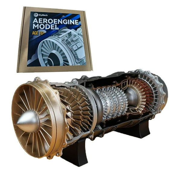 1/20 Scale DIY Turbofan Frighter Engine Model Kit, 150+PCS Electric 3D DIY Assembly Engine Model with Transparent Shell for Aviation Enthusiasts