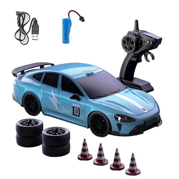 1:20 Scale Mini Drift RC Car, 2.4G 4WD Full Proportional Drift Racing Car with Dual Tire Set, Gear Shift Mode & LED Lights for Adults - RTR