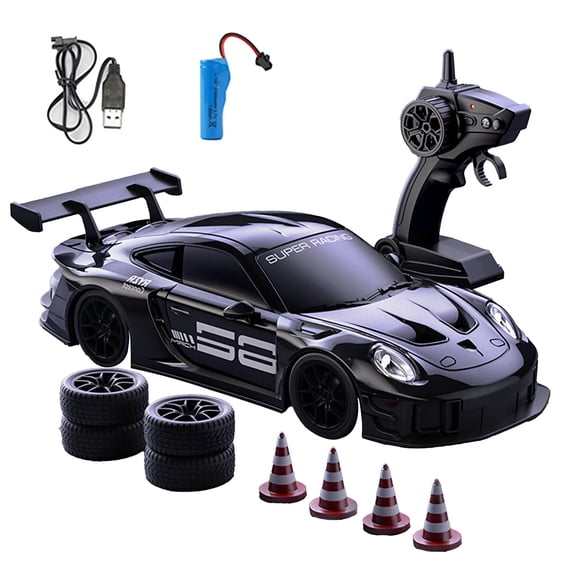 1:20 Scale Mini Drift RC Car, 2.4G 4WD Full Proportional Drift Racing Car with Dual Tire Set, Gear Shift Mode & LED Lights for Adults - RTR