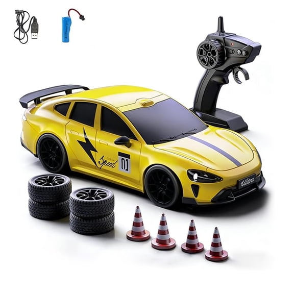 1:20 Scale Mini Drift RC Car, 2.4G 4WD Full Proportional Drift Racing Car with Dual Tire Set, Gear Shift Mode & LED Lights for Adults - RTR