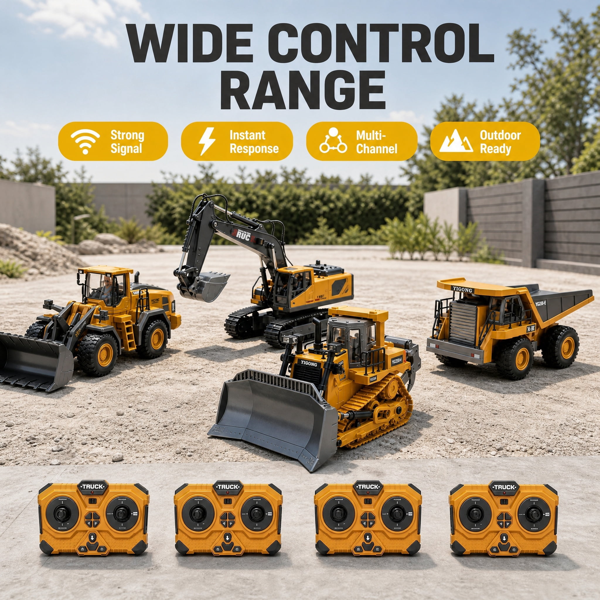 1:20 Scale Yellow 4-in-1 Remote Control Construction Machinery Bundle ...