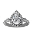 thumbnail image 1 of 1.20 T.C.W Pear Shape Natural Diamond Latest Design Solitaire with Accents Wedding Ring for Women Solid 18K White Gold Size 8, 1 of 8
