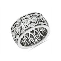 1.20 T.C.W Round Cut Real Diamond Wonderful Eternity Band for Ladies Solid 950 Platinum Size 7