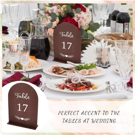 1-20 Wooden Table Numbers for Wedding Reception 20pcs 7.2x5 inch Vinatge Table Number Signs Single Sided Number Plate with Base for Wedding Centerpieces Party Restaurant Decoration