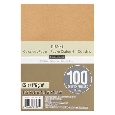 Recollections 1,200 Sheets Kraft 4.5" x 6.5" Cardstock Paper - Acid and Lignin Free Paper for Scrapbooks, Arts & Crafts - Bulk Pack