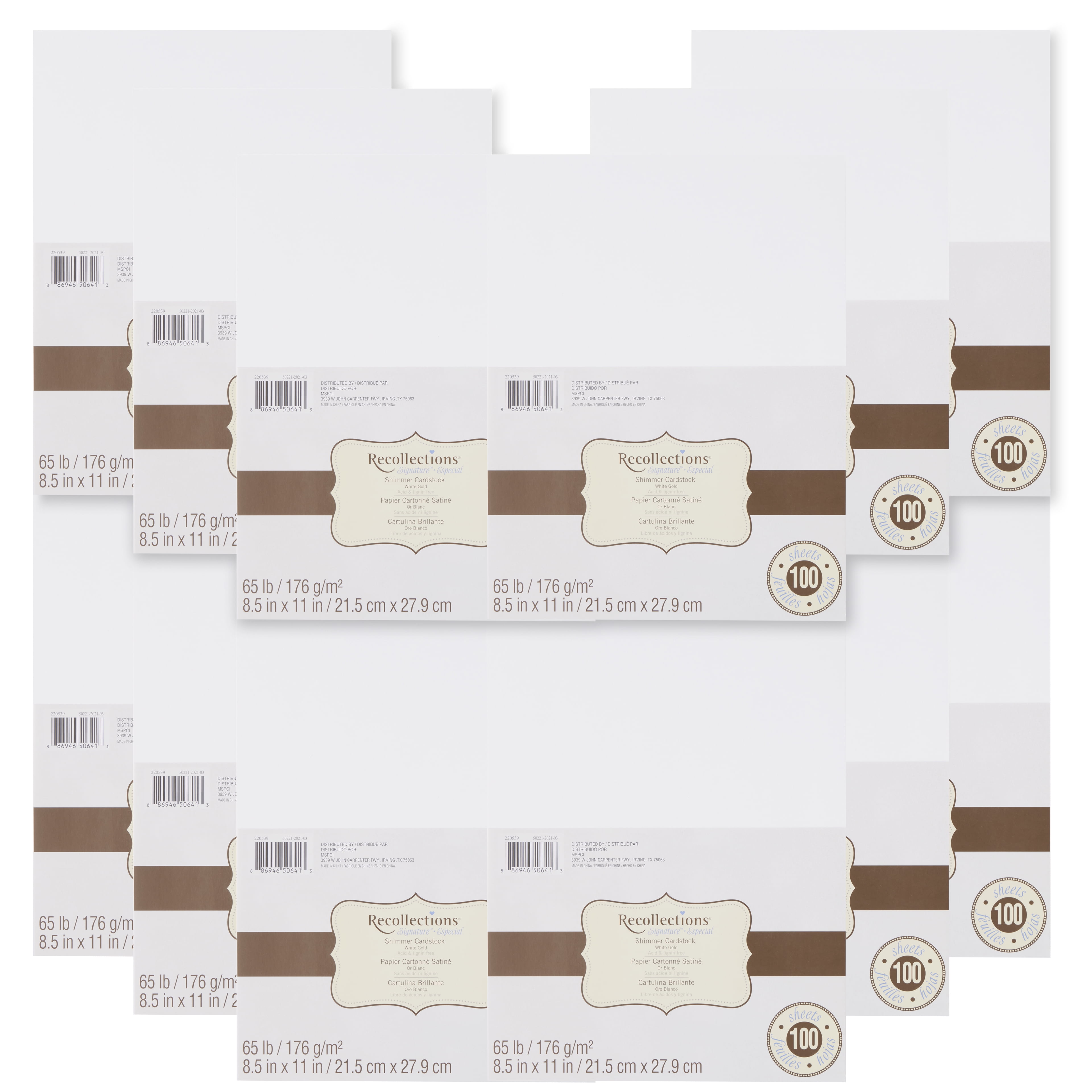 Recollections 1,200 Sheets White Gold Shimmer 8.5" x 11" Cardstock Paper - Acid and Lignin Free Paper for Scrapbooks, Arts & Crafts - Bulk Pack