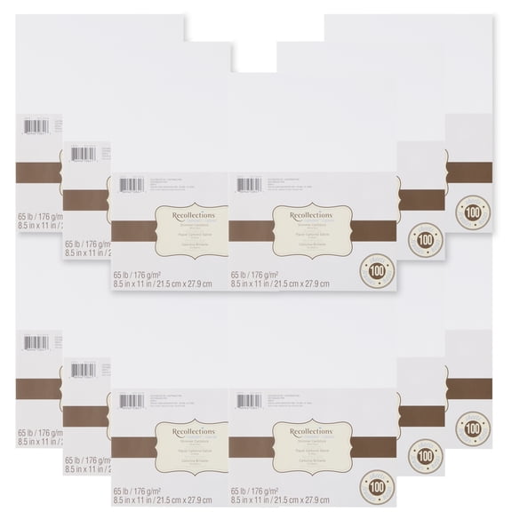 Recollections 1,200 Sheets White Gold Shimmer 8.5" x 11" Cardstock Paper - Acid and Lignin Free Paper for Scrapbooks, Arts & Crafts - Bulk Pack
