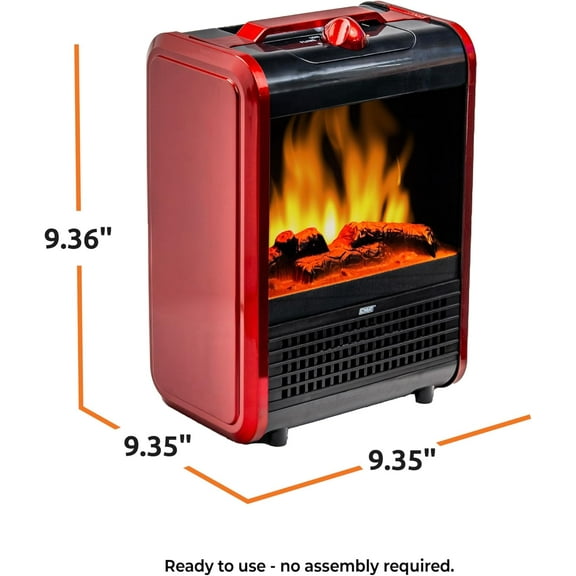 -Heat 1,200-Watt Mini Fireplace Space  with Realistic 3D Flame, Stay-Cool Body, Carry Handle, Overheat Sensor, and Safety Tip-Over Switch, MTBNT-12