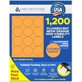 1,200Blank Printable Fluorescent Neon Orange High Visibility Round 2-1/ ...