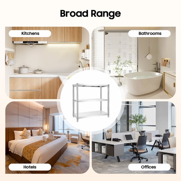 1* 201 Stainless Steel Stand, Suitable for Family Kitchens, Canteens, Restaurants, Balconies, Supermarkets, Load-bearing Capacity of Each Layer: About 20-30kg/44.09-66.14lbs