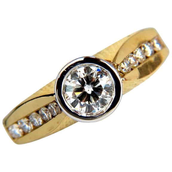 1.20CT FLUSH MOUNT ROUND BRILLIANT DIAMONDS RING 18KT G/VS