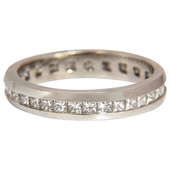 1.20CT PRINCESS DIAMONDS ETERNITY BAND RING 14KT G/VS SIZE 7 3.8MM