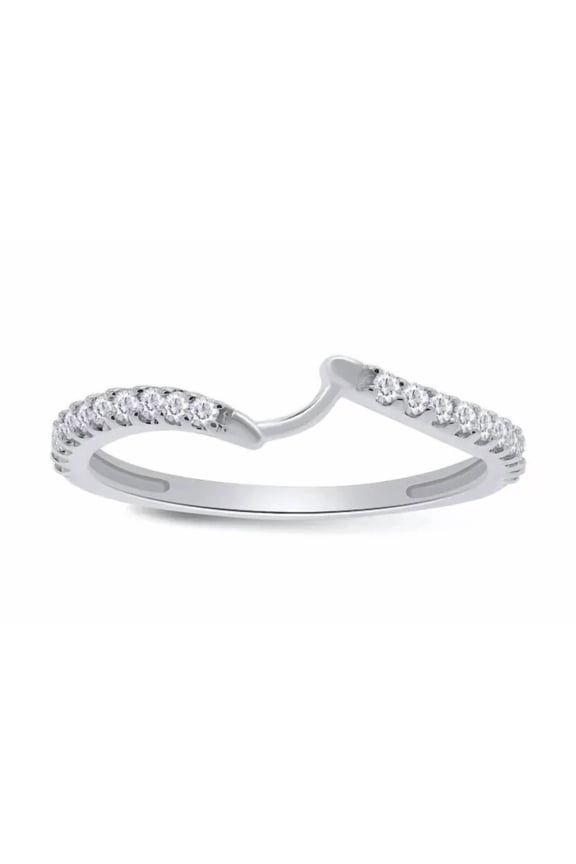 1.20CT Round Cut Lab Created Diamond Contour Band Ring 14K White Gold Plated