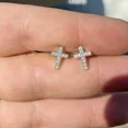 thumbnail image 1 of 1.20Ct Round Cut Lab Created Diamond Cross Stud Earrings 14K White Gold Plated, 1 of 3