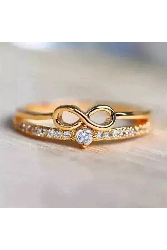 1.20Ct Round Cut Lab Created Diamond Women Infinity Engagement Ring 4K Yellow Gold Plated