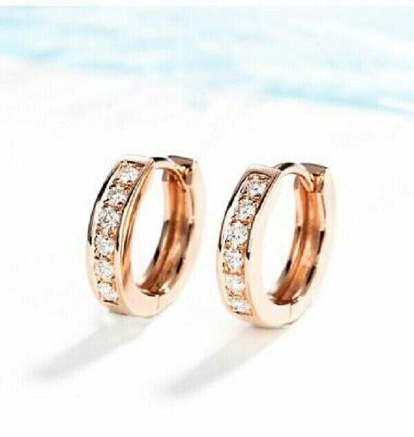 SUNNAH STYLES JEWELRY 1.20Ct Round Lab Created Diamond Huggie Hoop Earring 14K Rose Gold Plated