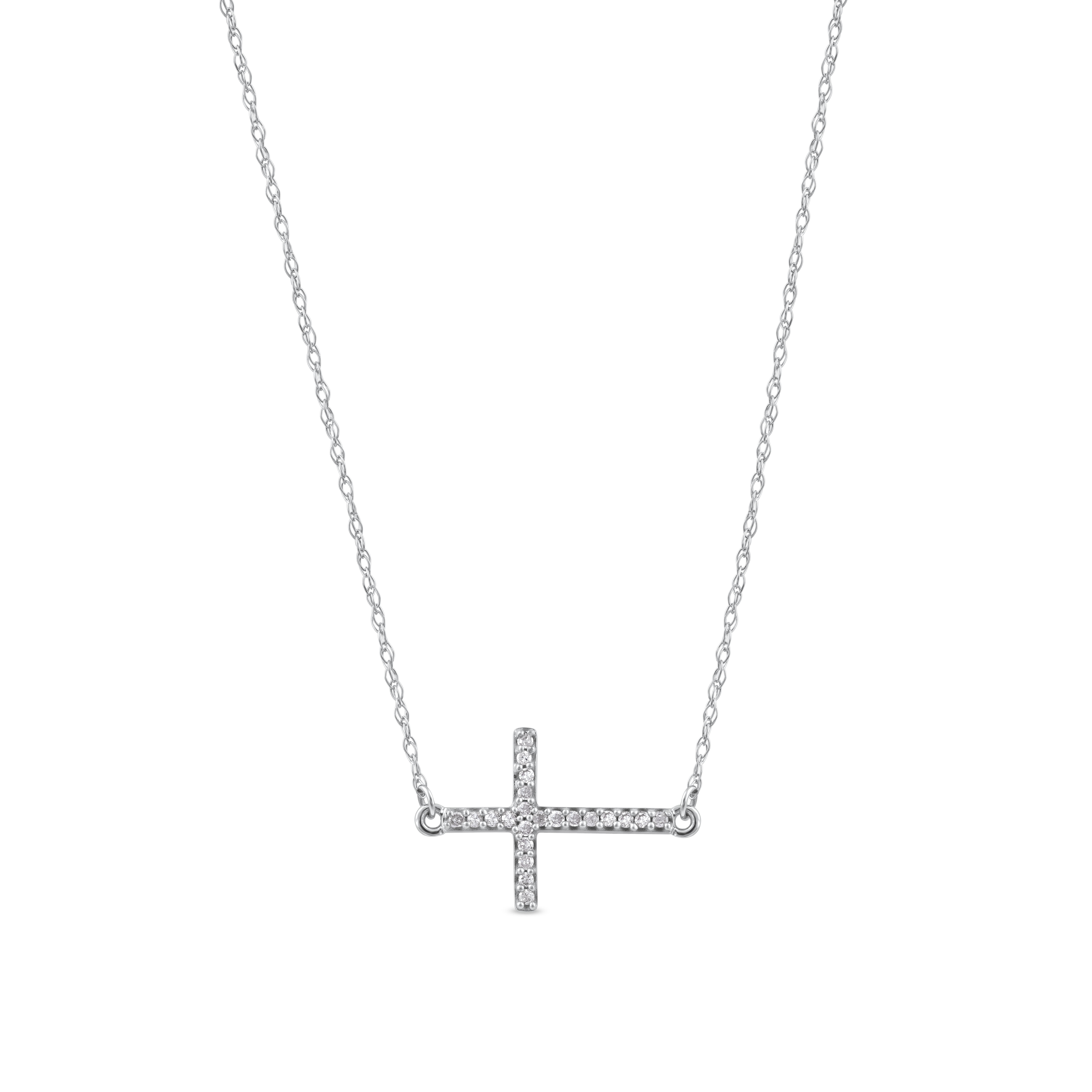 Rose gold sideways cross necklace clearance