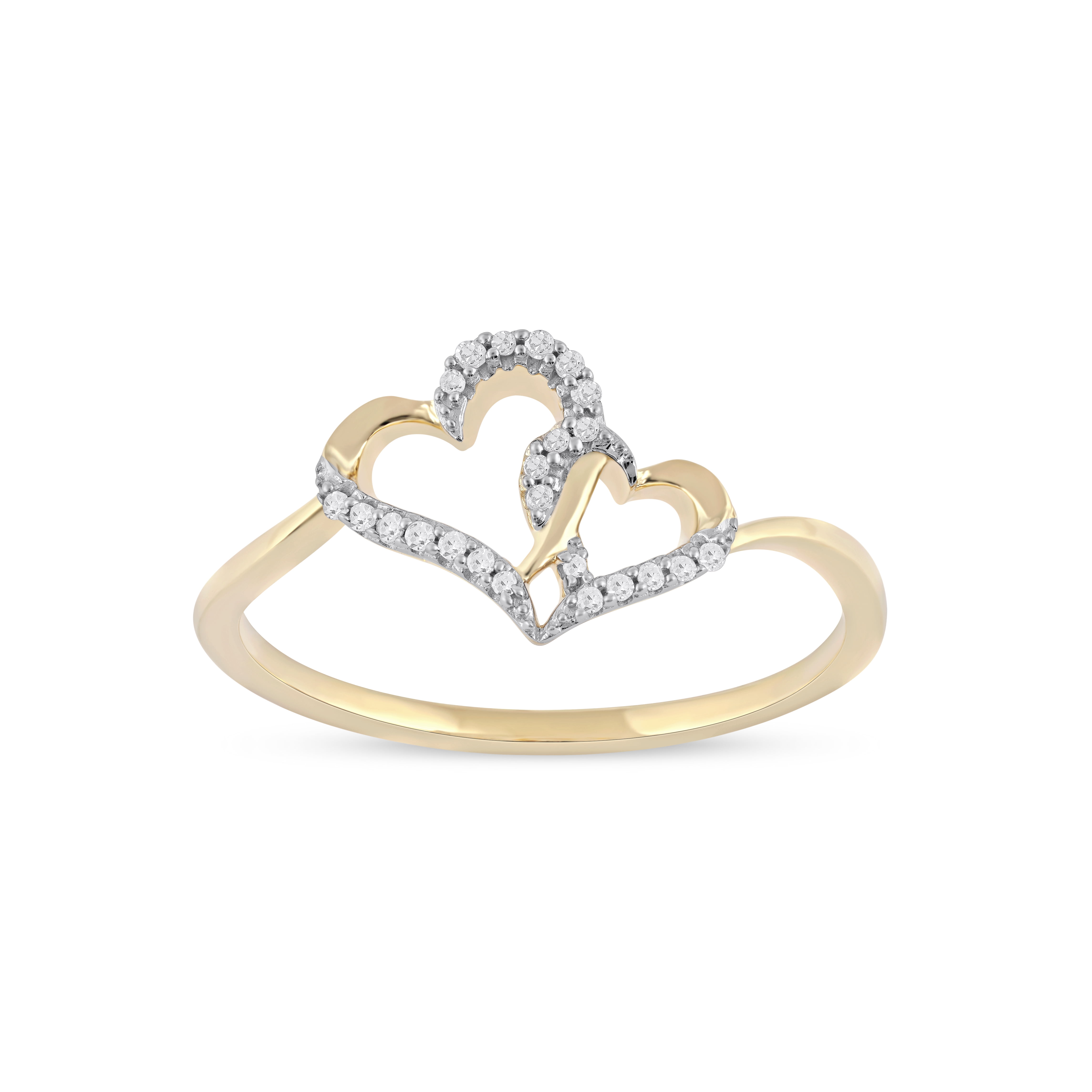 Amazon.com: Gold Double Heart Ring for Women Delicate 14K Gold Plated Heart  to Heart Wedding Jewelry Promise Love Ring for Her Gift (925 Silver - Gold,  6) : Clothing, Shoes & Jewelry