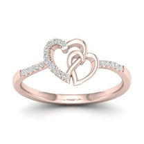 1/20Ct TDW Diamond 10k Rose Gold Heart Duos FashionRing