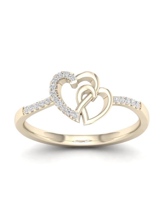 1/20Ct TDW Diamond 10k Yellow Gold Heart Duos Fashion Ring