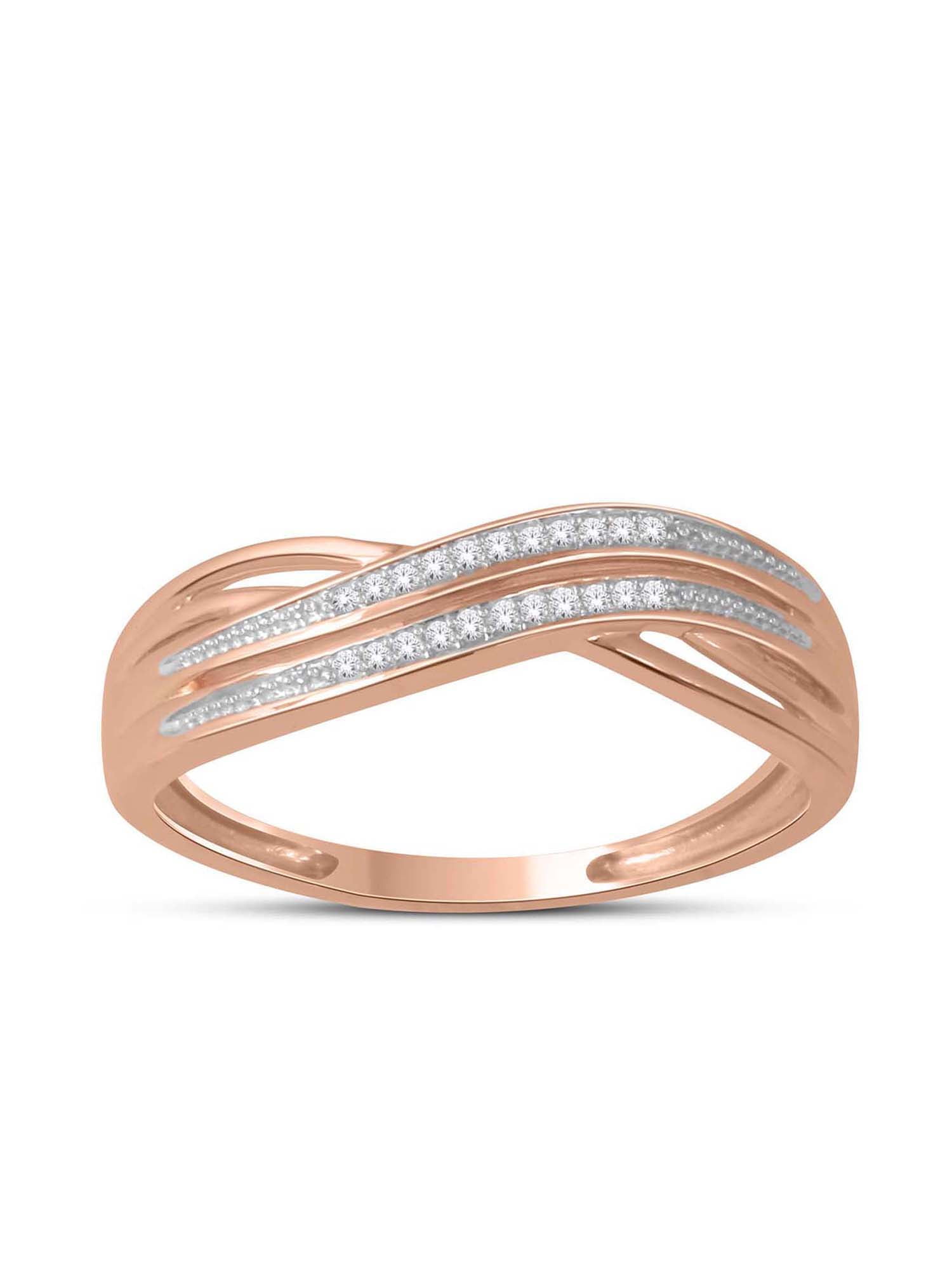 1/20Ct TDW Diamond Ribbon Crossover 10K Rose Gold Diamond Fashion Ring ...