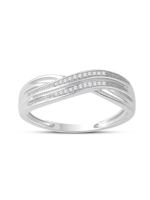 1/20Ct TDW Diamond Ribbon Crossover 10K White Gold Diamond Fashion Ring
