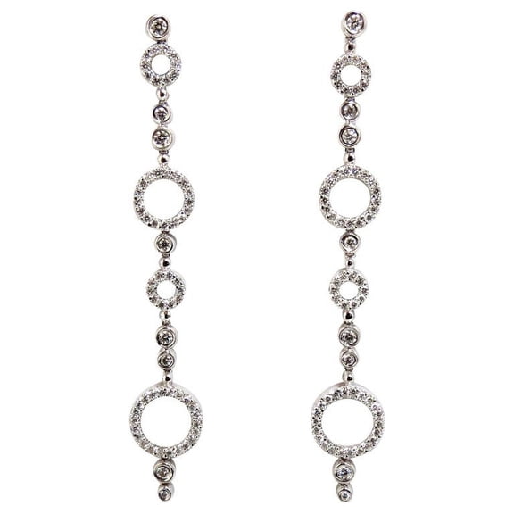 1.20ct natural diamonds dangle earrings 14kt floating circle bubbles