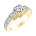 thumbnail image 1 of AFFY 1.21 Carat (Ctw) Round Shape White Natural Diamond Three Stone Engagement Ring In 14k Solid Yellow Gold Ring Size-6.5, 1 of 1