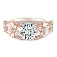 thumbnail image 1 of AFFY 1.21 Carat Round Shape Moissanite & Natural Diamond Engagement Ring 14K Solid Rose Gold Ring Size-5, 1 of 2