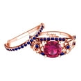 thumbnail image 1 of AFFY 1.21 Carat Round Shape Simulated Ruby & Blue Sapphire Floral Engagement Ring 14k Solid Rose Gold Ring Size-9.5, 1 of 2