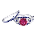 thumbnail image 1 of AFFY 1.21 Carat Round Shape Simulated Ruby & Blue Sapphire Floral Engagement Ring 14k Solid White Gold Ring Size-7, 1 of 2