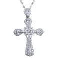 thumbnail image 1 of AFFY 1.21 Ct Round Cut Natural Diamond Fashion Cross Pendant Necklace In 14K Solid White Gold, 1 of 1