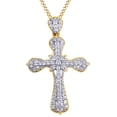 thumbnail image 1 of AFFY 1.21 Ct Round Cut Natural Diamond Fashion Cross Pendant Necklace In 14K Solid Yellow Gold, 1 of 1