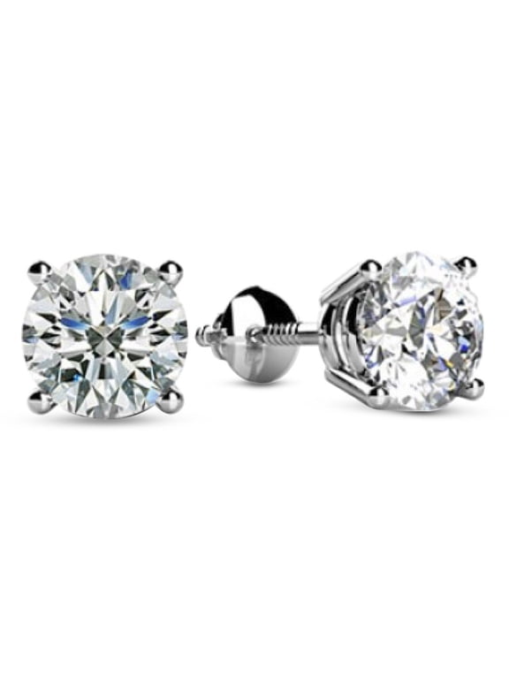 1.22 Carat 14K White Gold IGI Certified LAB GROWN Round Cut Diamond Stud Earrings for Women 4 Prong Screw Back for her MADE IN USA (E-F Color, VS1-VS2 Clarity)