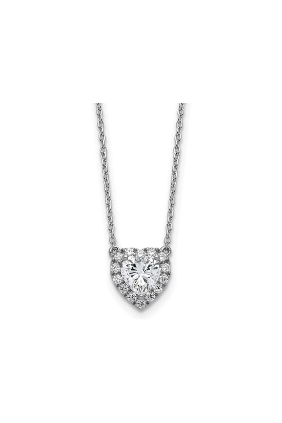 1.22 Carat (Ctw SI1, G-H) Lab-Grown Diamond Heart Halo Pendant Necklace in 14K White Gold with Chain for Women