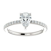 DIAMOND-CAPITALS 1.22 Ct Pear Shaped Beautiful Diamond Wedding Rings for Women Solid 14K White Gold