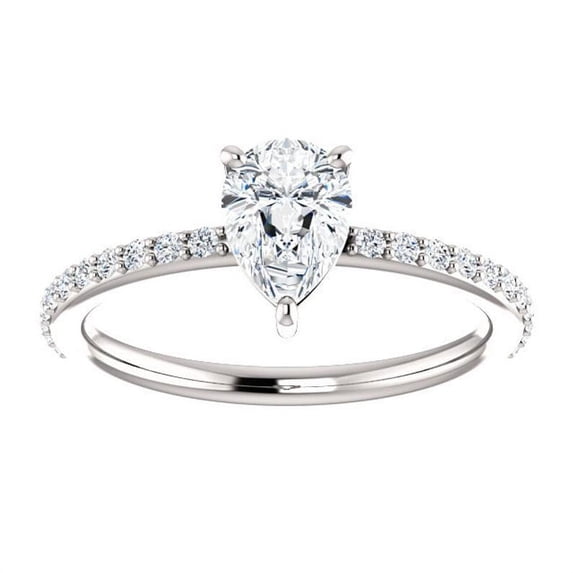 1.22 Ct Solitaire Pear Shaped Natural Moissanite Engagement Rings for Ladies Fine 18K White Gold