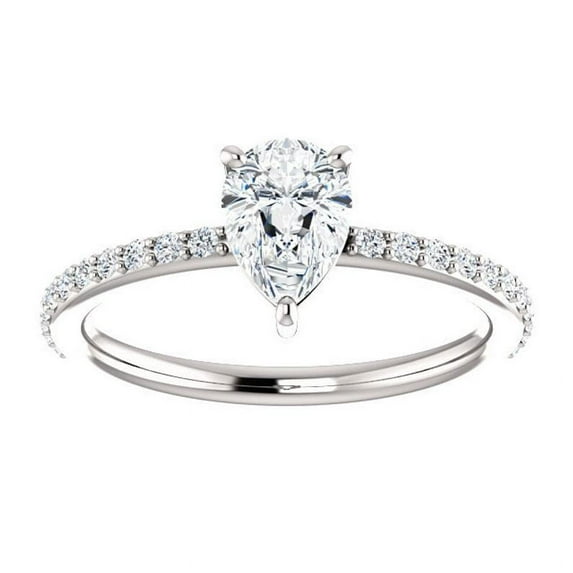 1.22 Ct Stunning Solitaire Pear Shaped Diamond Wedding Rings for Women Solid 950 Platinum