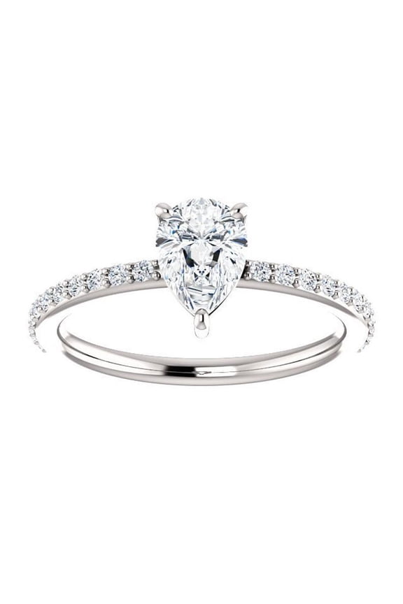 1.22 Ct Stunning Solitaire Pear Shaped Diamond Wedding Rings for Women Solid 950 Platinum