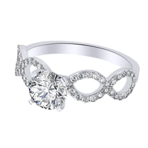 AFFY 1.22 Ct White Natural Diamond Infinity Engagement Ring in 14k White Gold Ring Size - 4