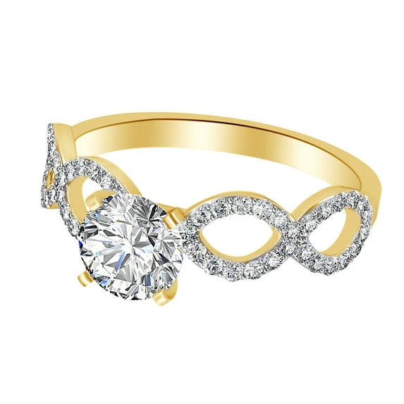 AFFY 1.22 Ct White Natural Diamond Infinity Engagement Ring in 14k Yellow Gold Ring Size - 12.5