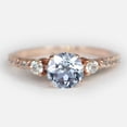 thumbnail image 1 of 1.22 Cts Round Natural Aquamarine And Diamond Wedding Ring 14k Rose Gold, 1 of 4