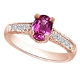 thumbnail image 1 of AFFY (1.22ct) Simulated Pink Sapphire & White Diamond Vintage Style Engagement Ring In 14k Solid Gold With Ring Size 14, 1 of 1